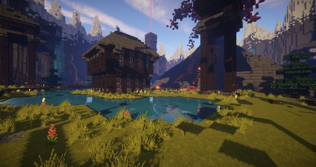 scenery in the game Minecraft
