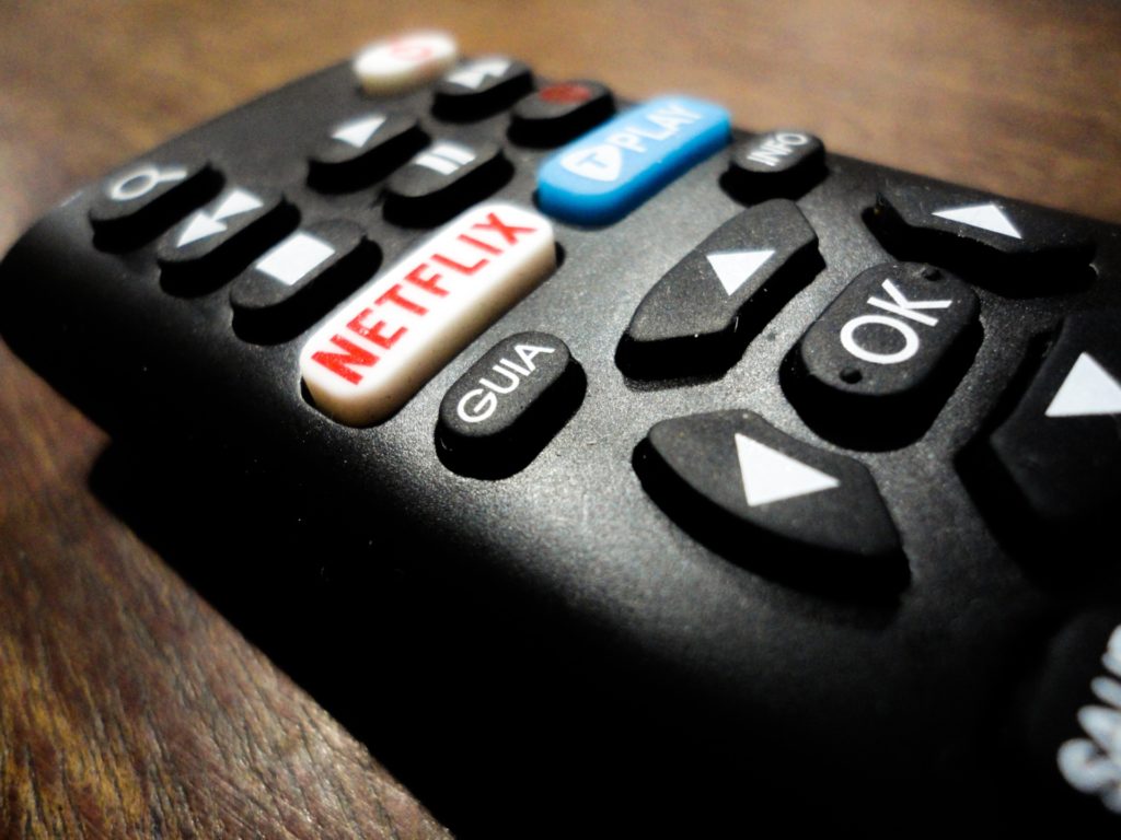 close-up of a remote with a Netflix button